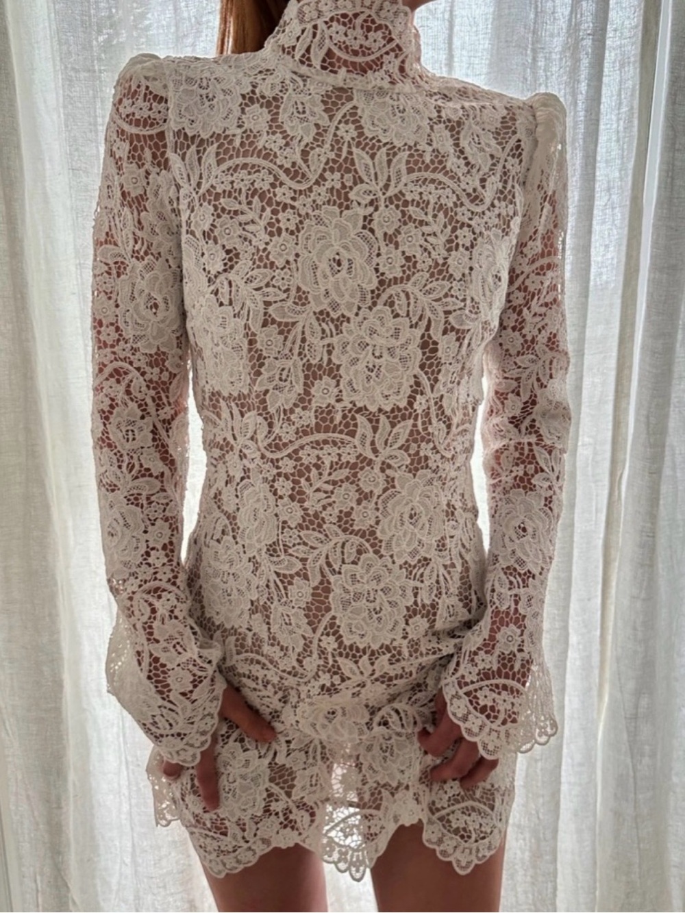 White Lace High-Neck Stone Cold Fox Dress